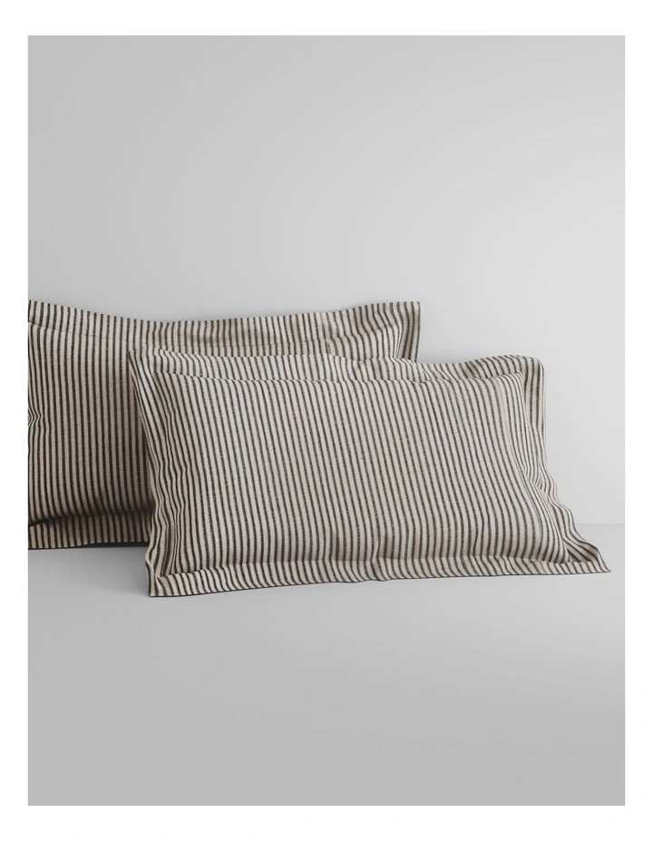 Abbotson Ticking Stripe Tailored Pillowcase Pair in Carbon
