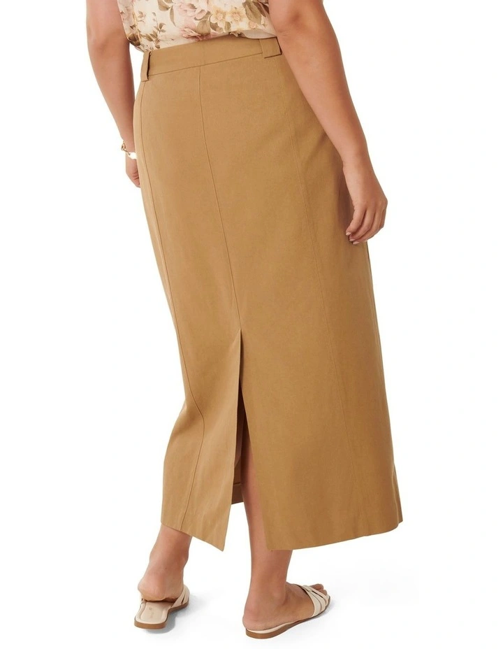 Pippa Pintuck Maxi Skirt in Brown