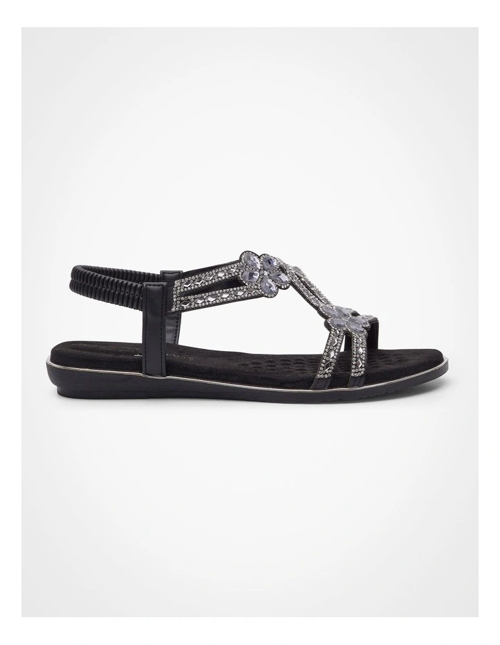 Flower Bling Flex Sandal in Black
