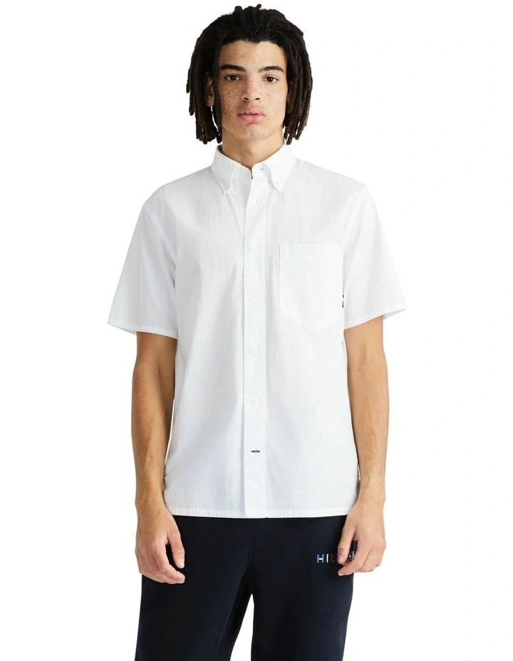 Seersucker Short Sleeve Shirt White