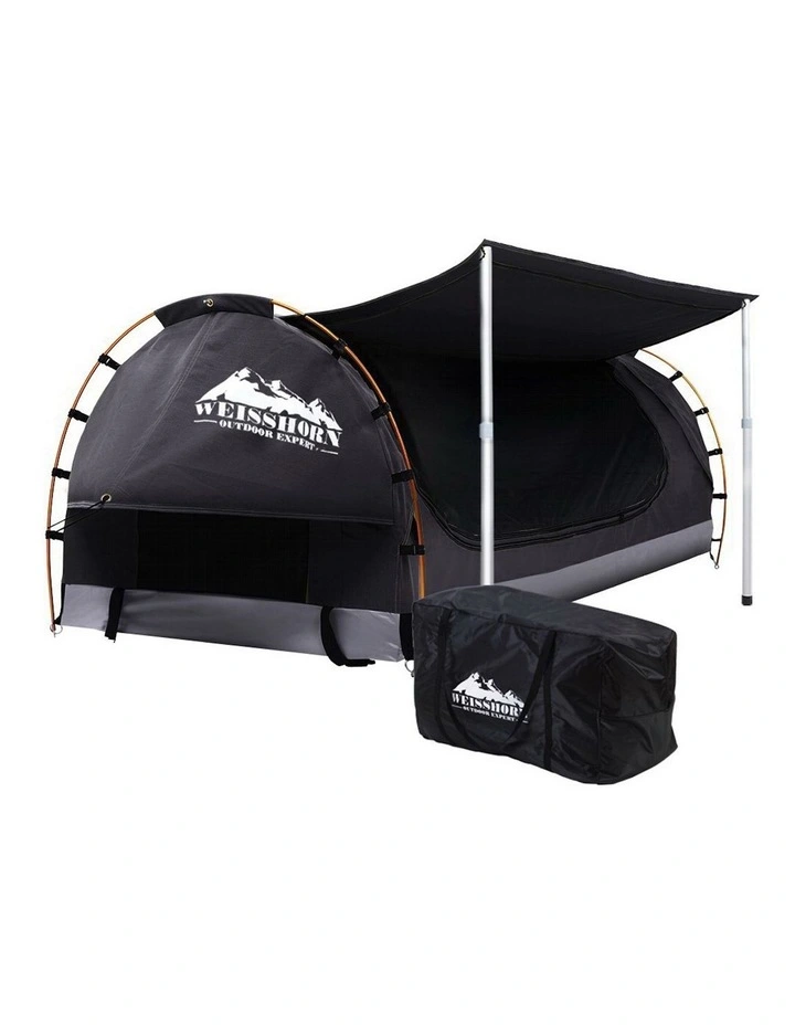 Double Swag Canvas Free Standing Dome Tent 7cm in Dark Grey