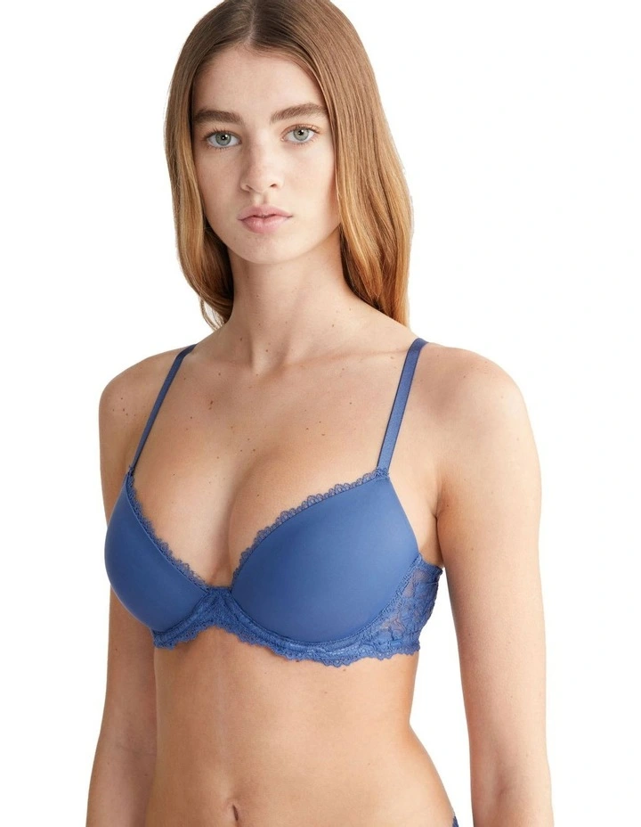 Seductive Comfort Lotus Floral Lift Demi Bra in Navy