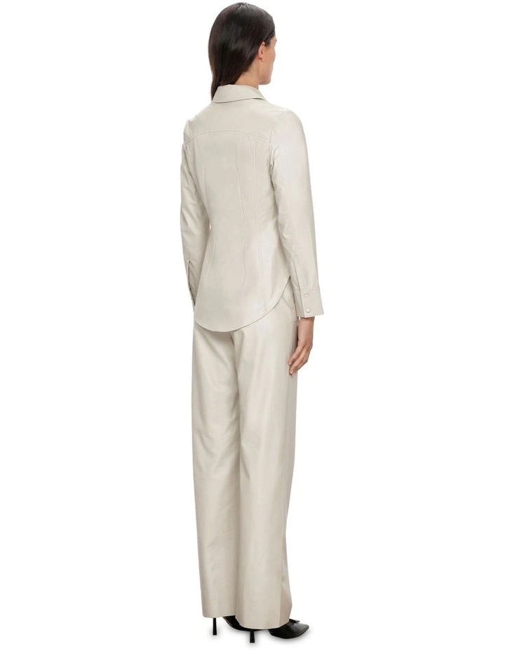 Faux Leather Pant in Stone