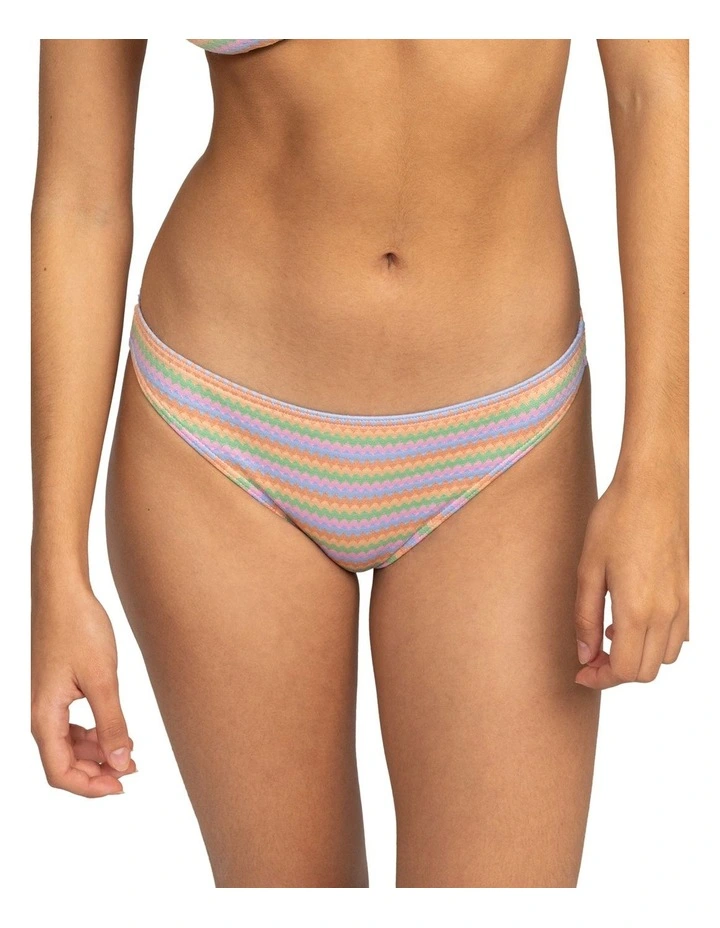 Wavy Stripe Moderate Bikini Bottoms in Papaya