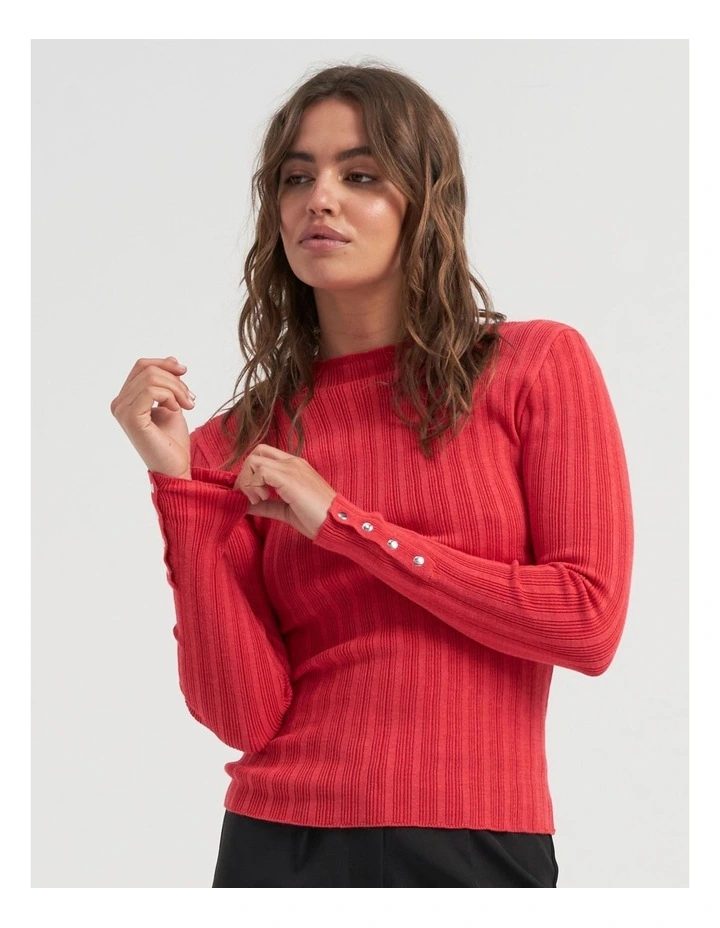 Dima Long Sleeve Top in Poppy Red