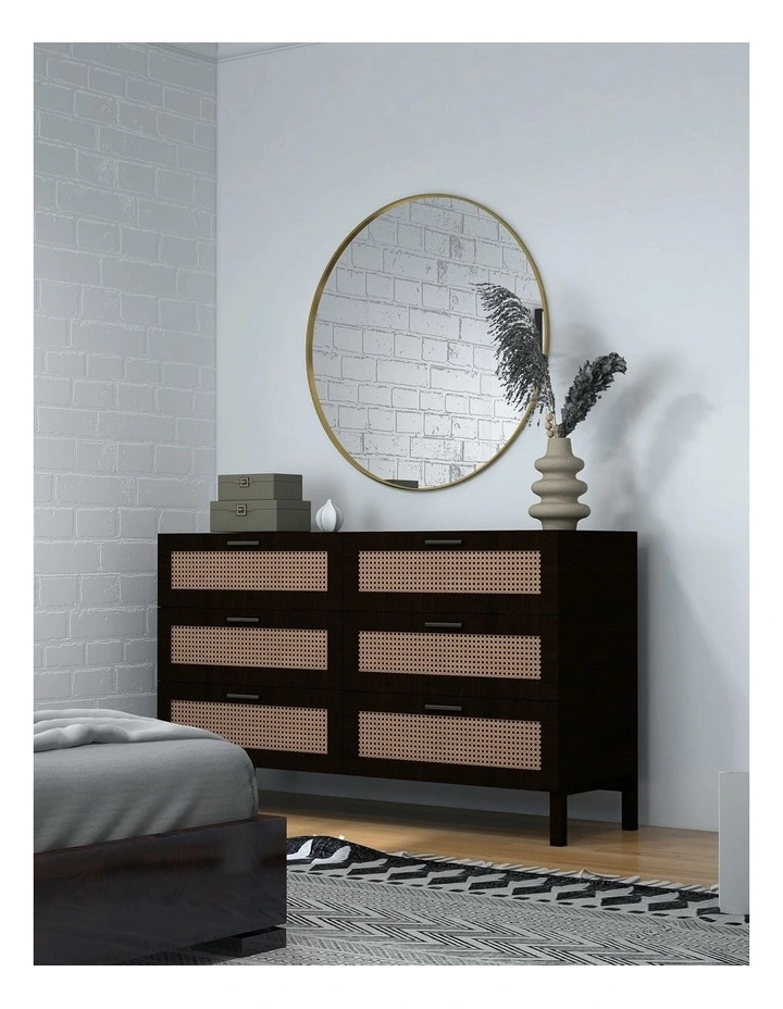 Tulum Rattan 6 Chest of Drawers in Black