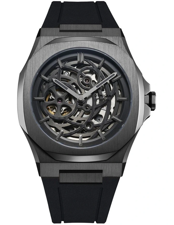 Skeleton Rubber 41.5mm Gun Metal Watch
