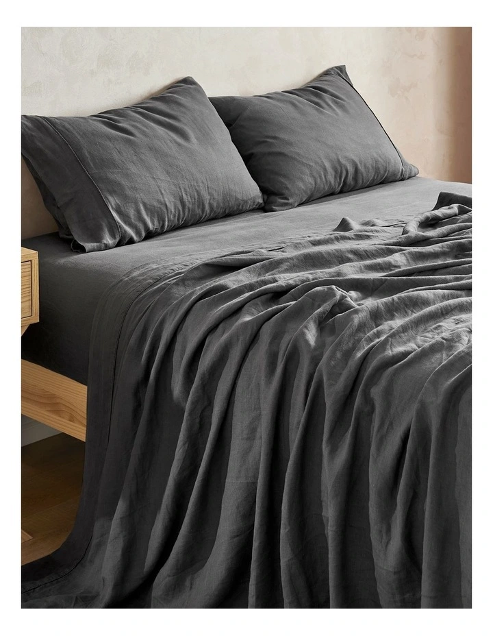 European Flax Linen Sheet Set in Charcoal