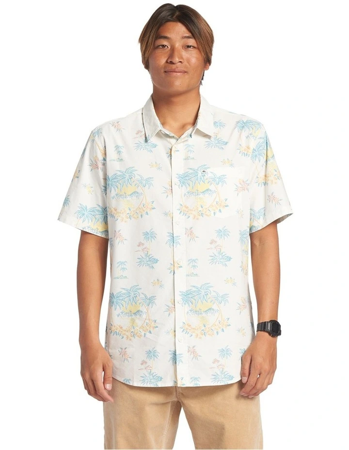 Palm Spritz Short Sleeve Shirt in Snow White
