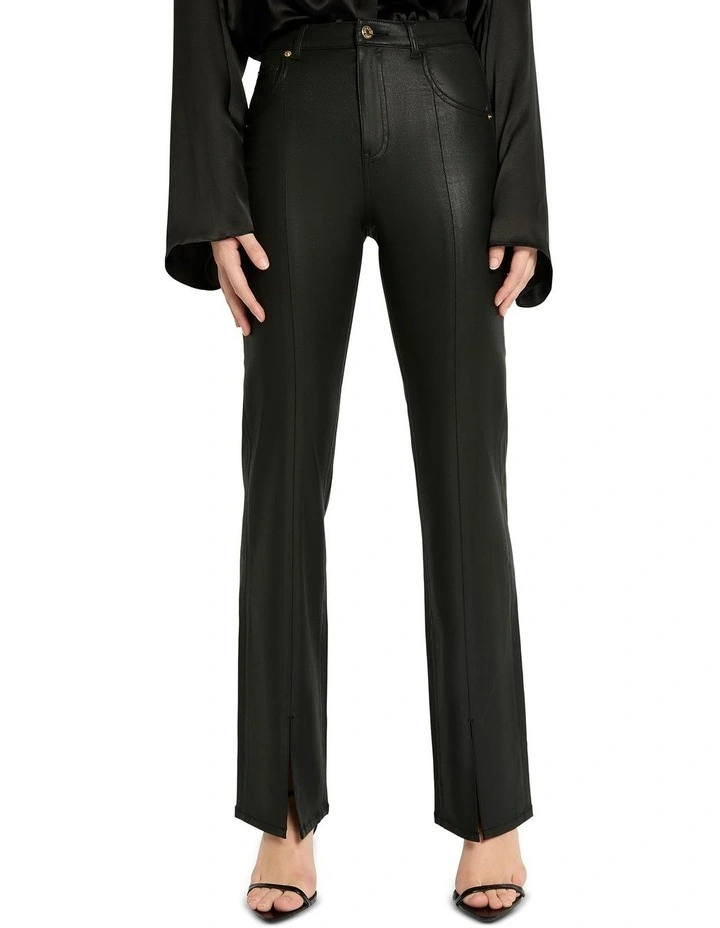Front Split Waxy Jean in Black