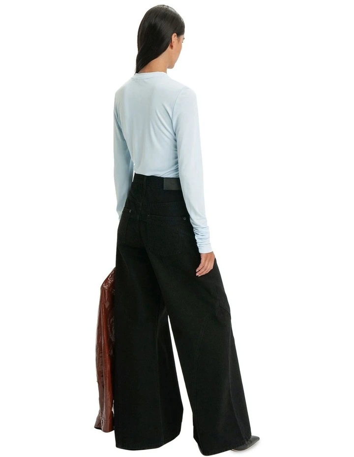 Twist Detail Long Sleeve Top in Powder Blue