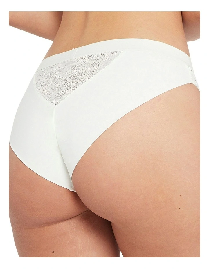 Joline High Leg Lace Front High Waist Brief in Chalk