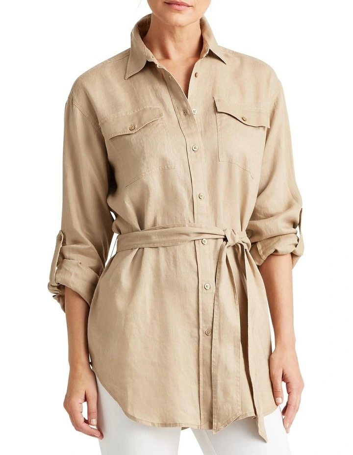Belted Linen Shirt
