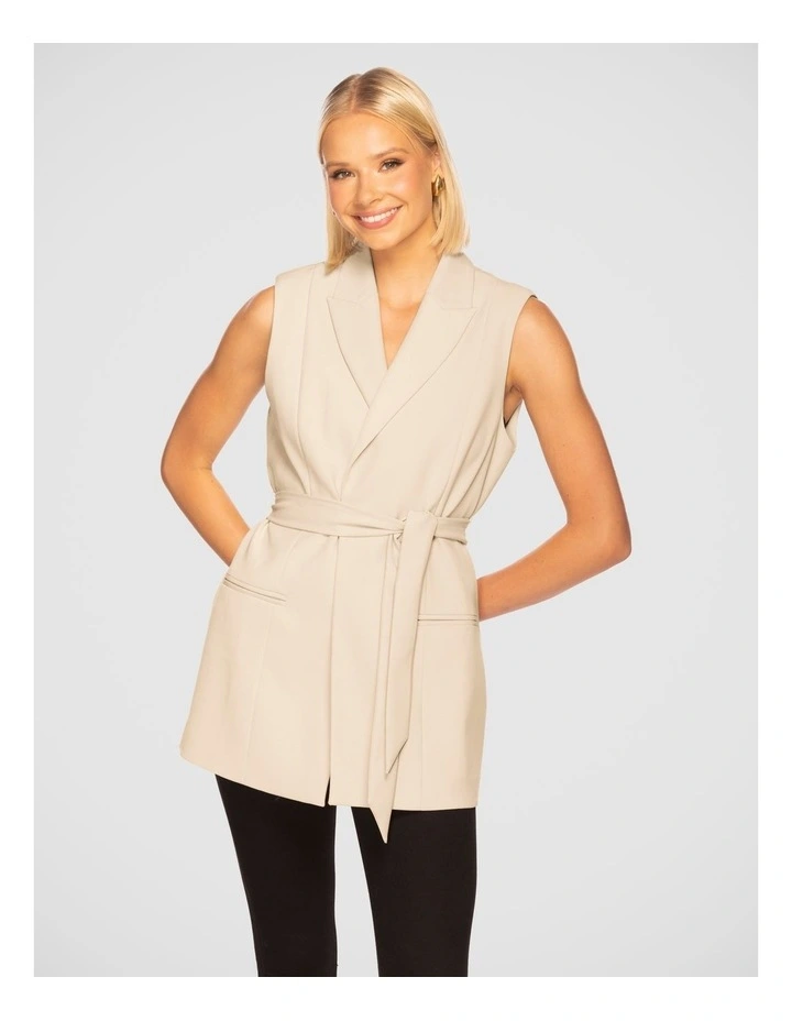 Flora Longline Vest in Stone