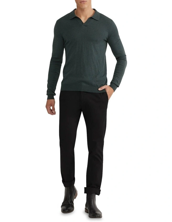 Blair V-Neck Polo Sweater in Green