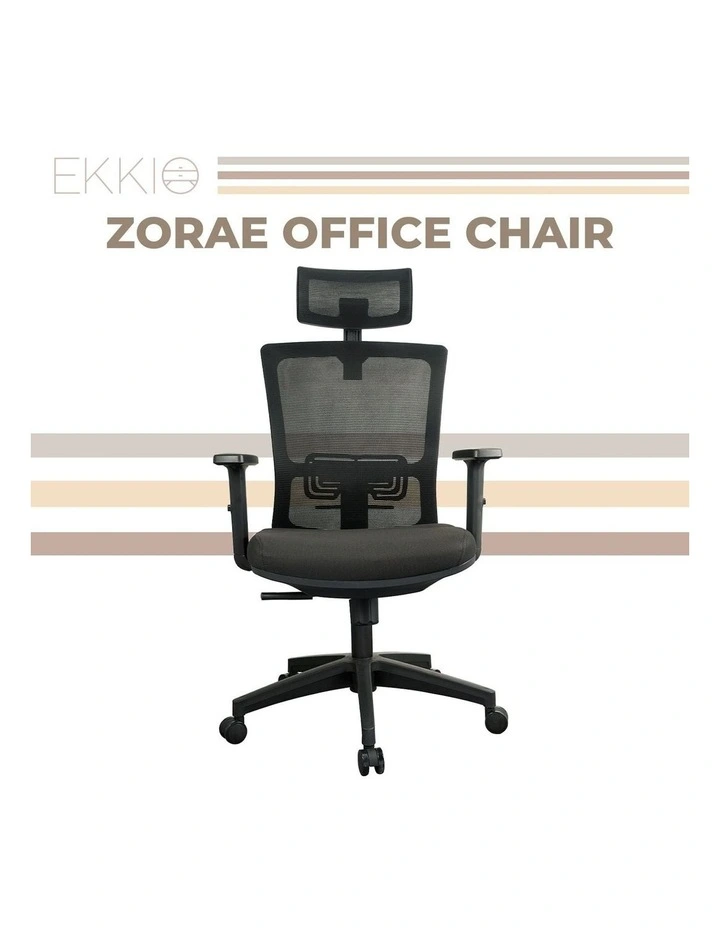 Zorae Ergonomic Office Chair with Wide Tall S-shaped Backrest Design in Black