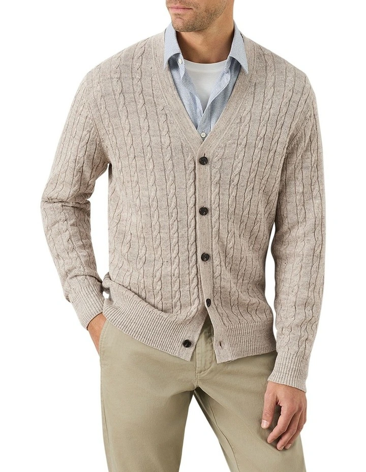 Newcomb Cable Cardigan in Sand