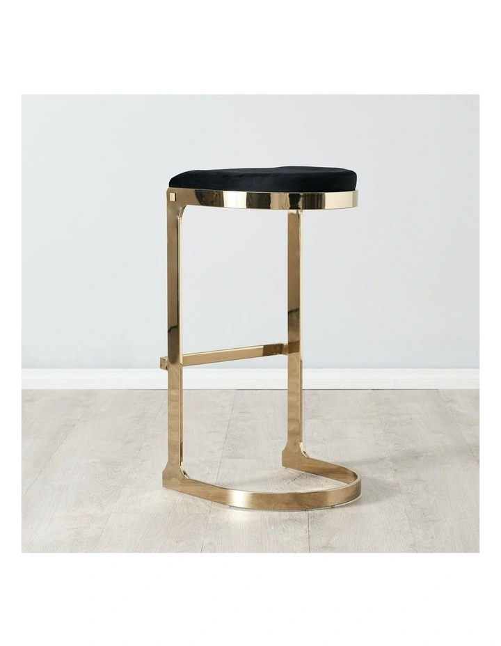 Rouven Velvet Bar Stool in Black