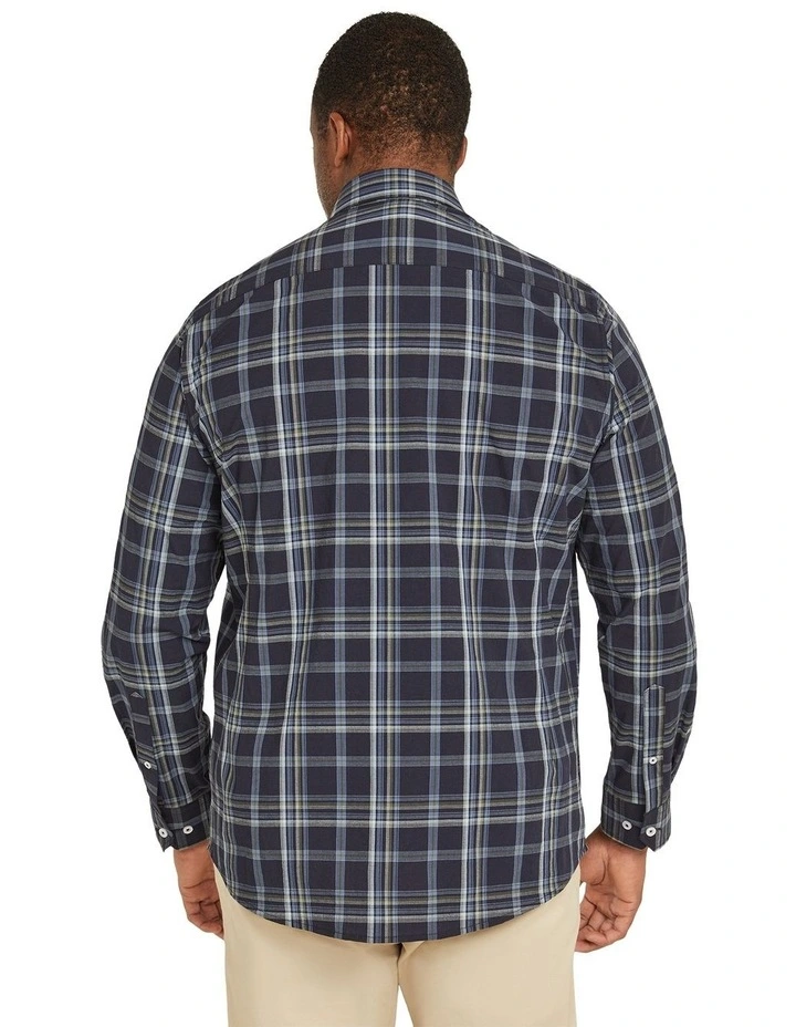 Spencer Stretch Check Shirt in Navy