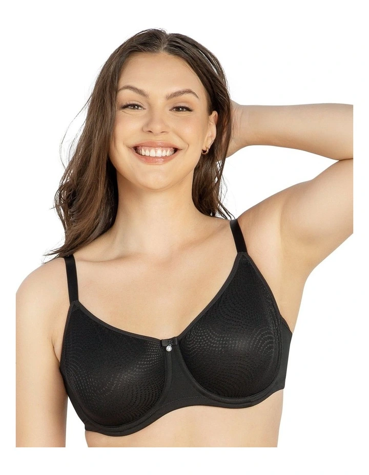 Pearl Underwire Seamless Minimiser Bra in Black