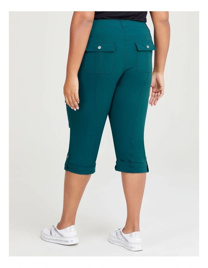 Castaway Cargo Crop Pant in Deep Teal