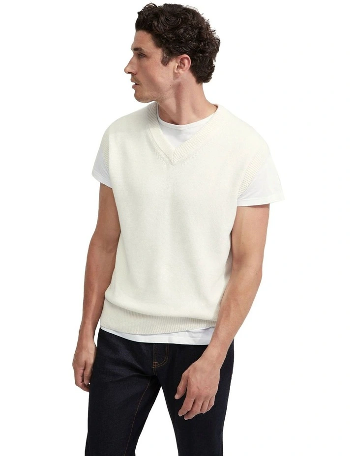Timothee Cotton Vest in Offwhite