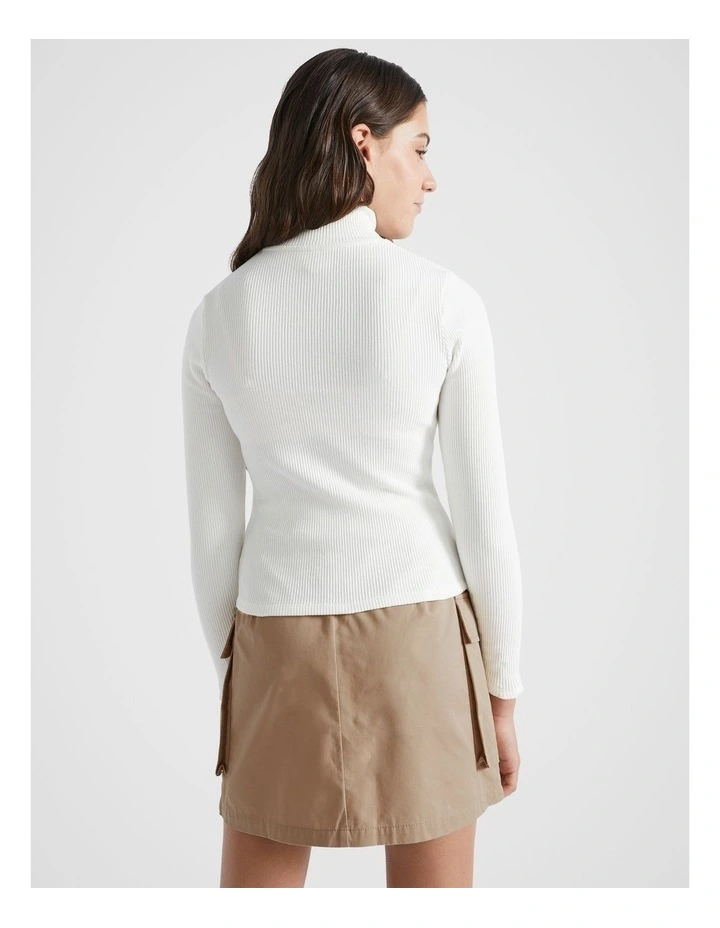 Zip Neck Top in White