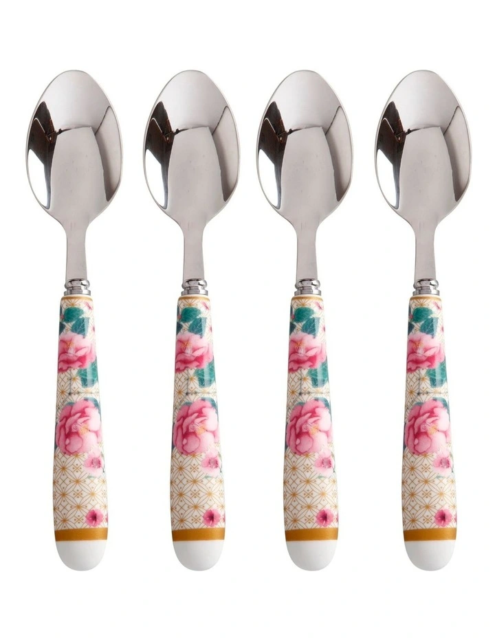 Teas & C's Silk Road Teaspoon 4 Piece Set in White