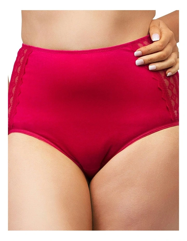 Organic Cotton and Lace High Waist Period Underwear in Cassis