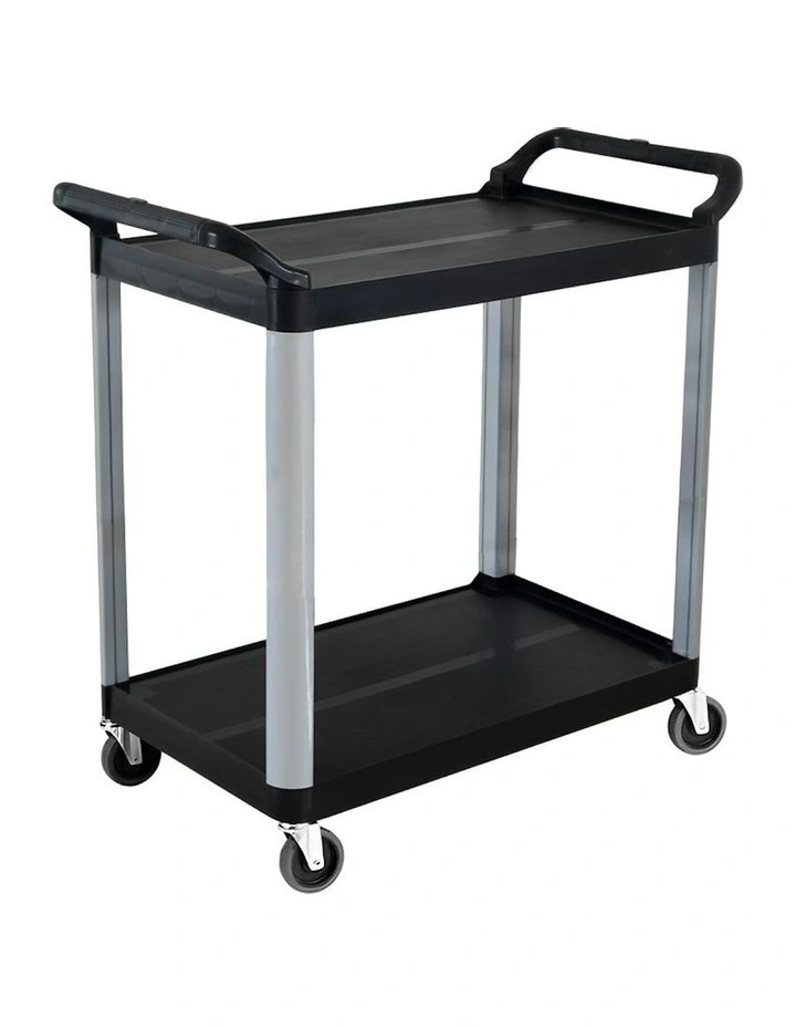 2 Tier Food Trolley Portable Kitchen Cart with Wheels 845x430x940mm in Black