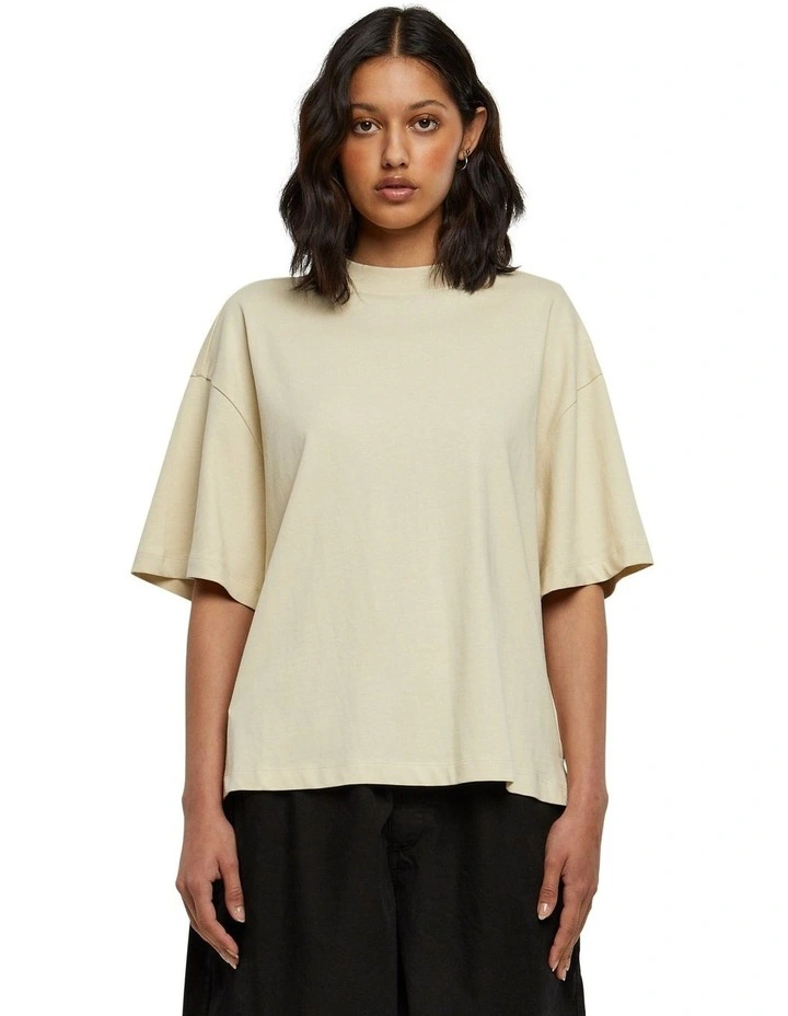 Organic Heavy Slit Tee in Sand