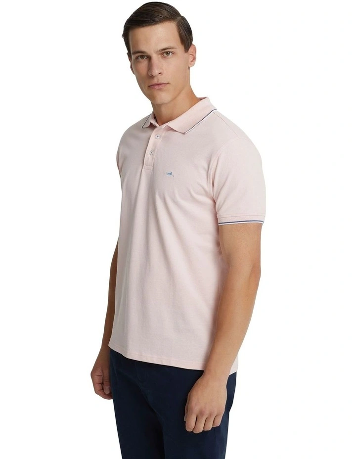 Derek Pique Tipping Polo Shirt in Pink