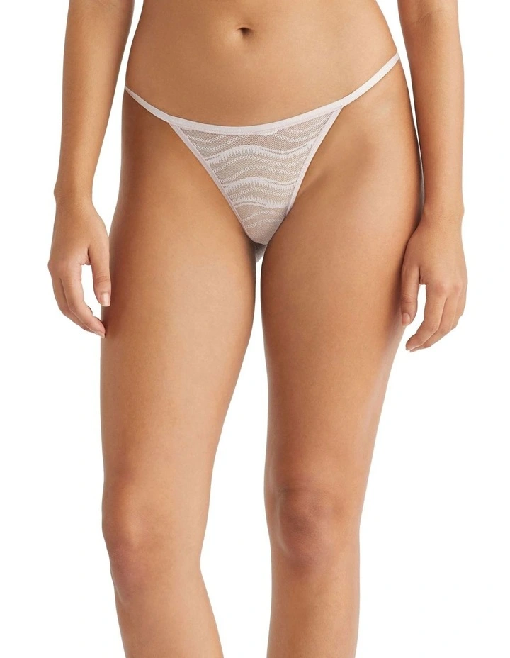 Allover Lace String Thong in Pink