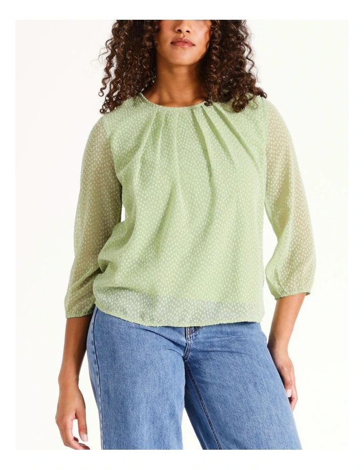 Sofie 3/4 Sleeve Textured Top in Reseda