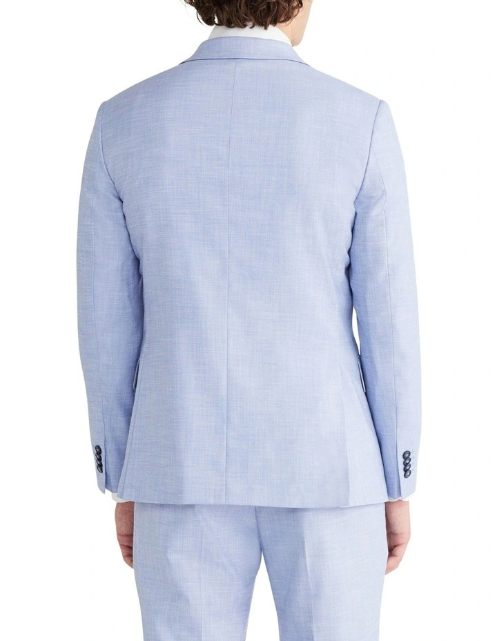 Sharkskin Slim Suit Jacket in Plain Blue
