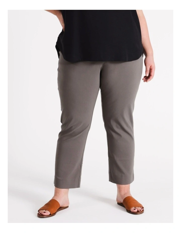 Sustainable Viscose Blend Wardrobe Staple Stretch Crop Pant in Khaki