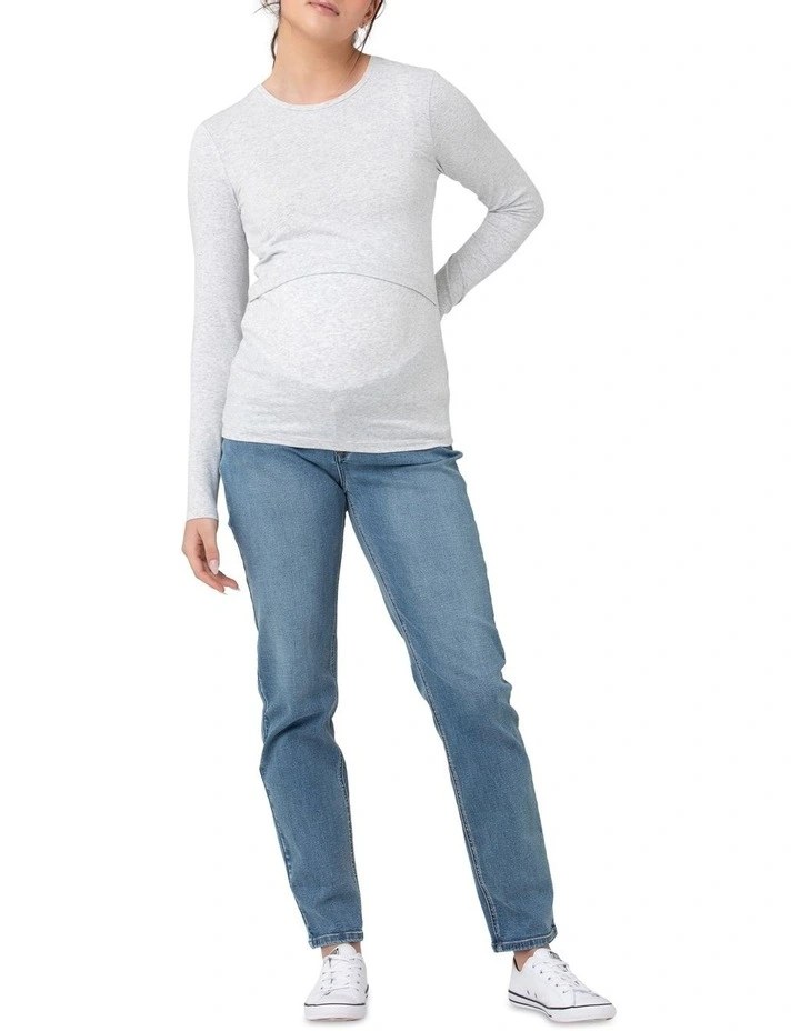 Organic Cotton Nursing Top in Silver Marle