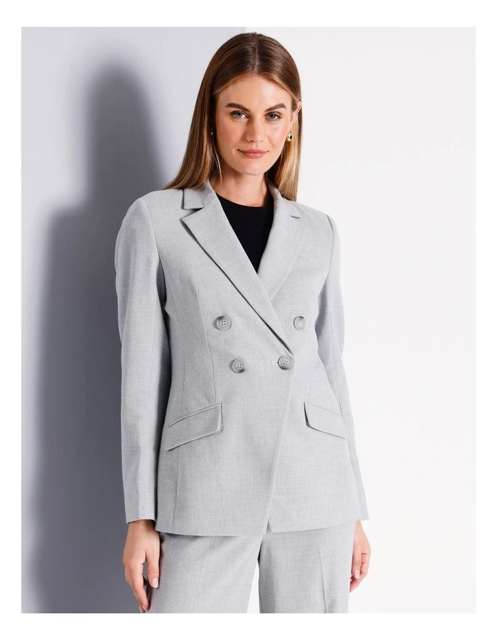 Double Breasted Cut Away Blazer in Grey