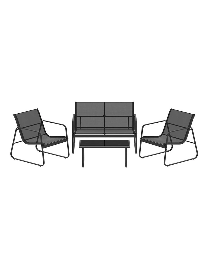 Outdoor Lounge Setting Garden Patio Furniture Textilene Sofa Table Chair in Black