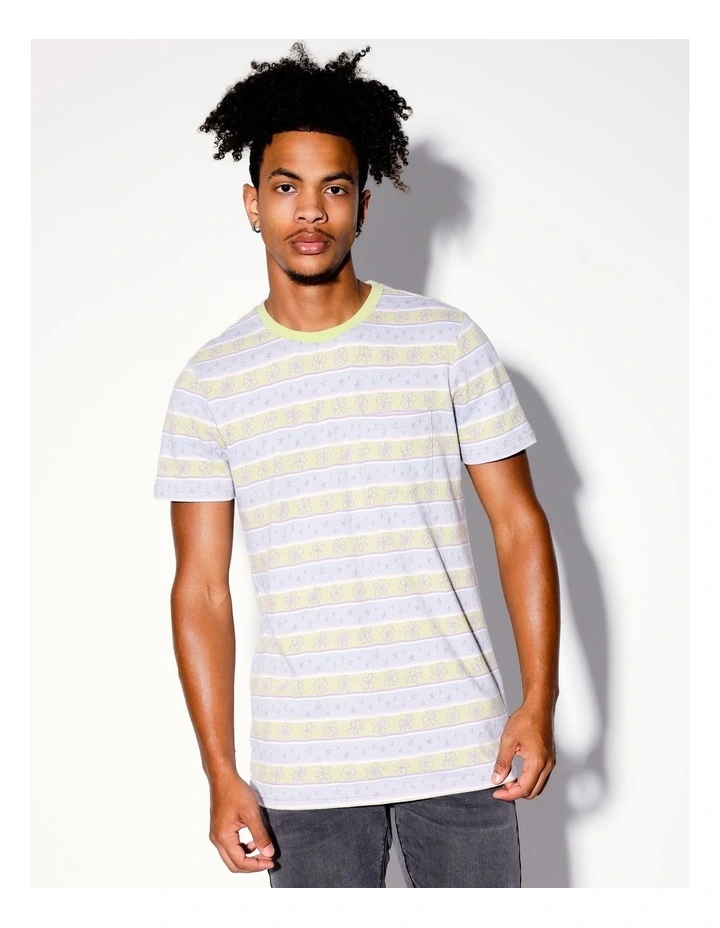 Kablam Horizontal Knit Short Sleeve Tee in Multicolour