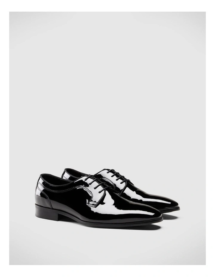 Patent High Shine Derby Lace Up Shoes in Black