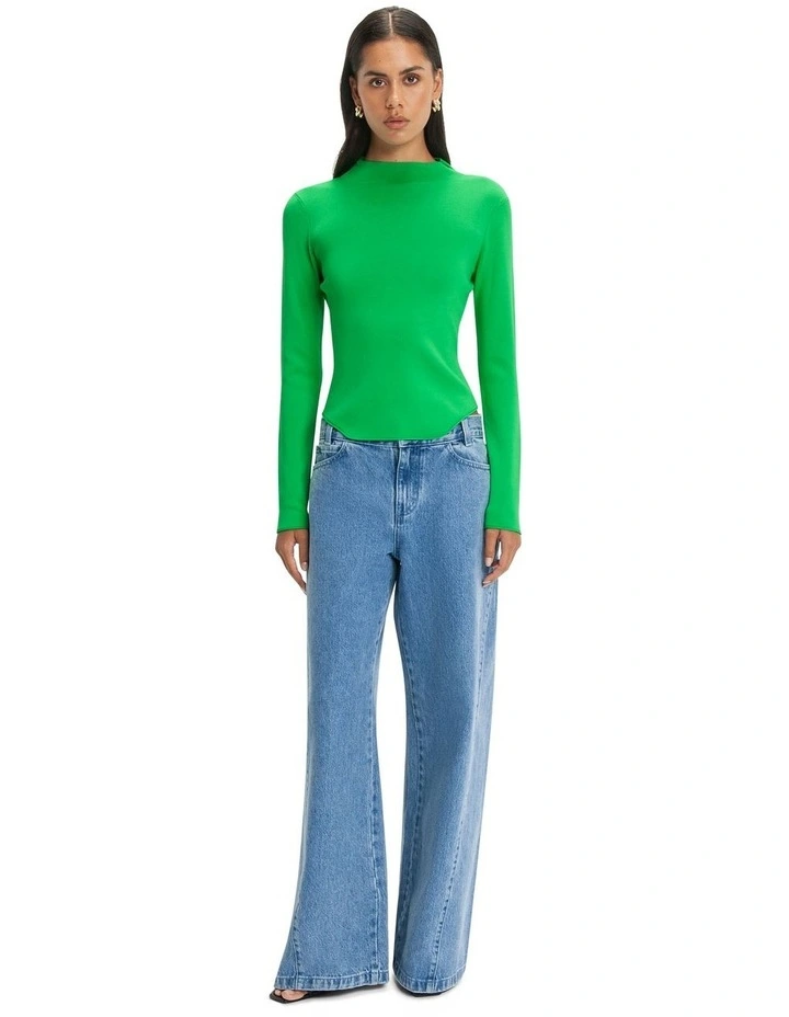 Corset Hem Knit in Bright Green