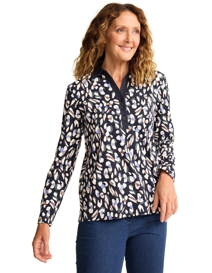 Tameka Polo Top in Ink
