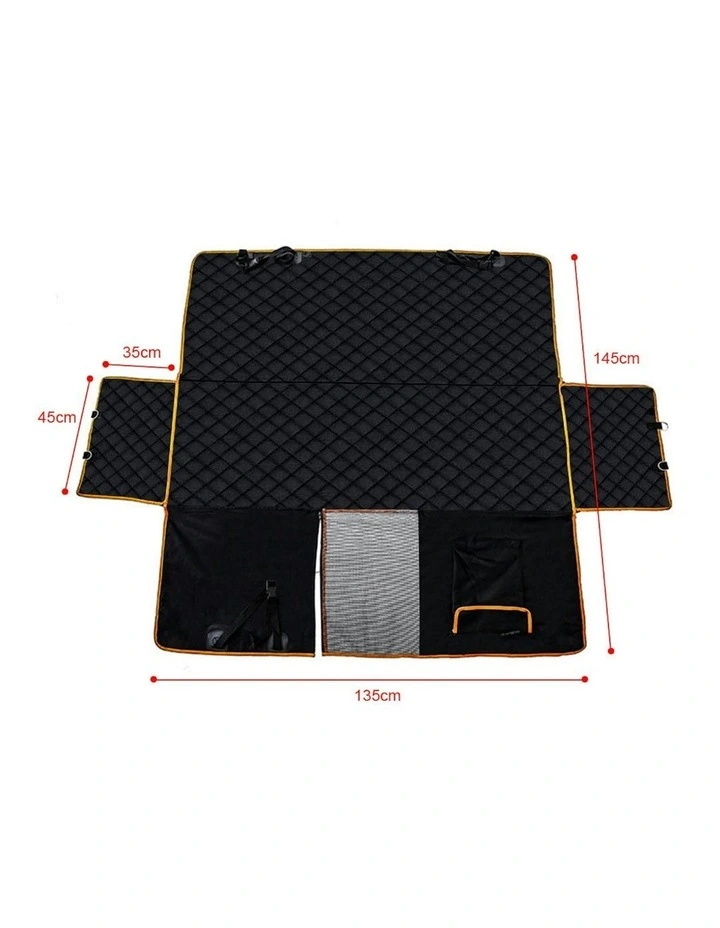 Pet Oxford Cloth Waterproof Car Cover Back Seat Protector Hammock in Mat Black