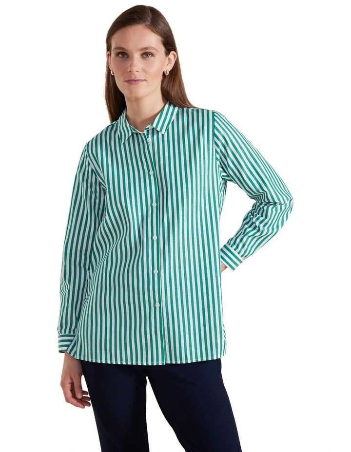 Long Sleeve Essential Stripe Shirt in Forest