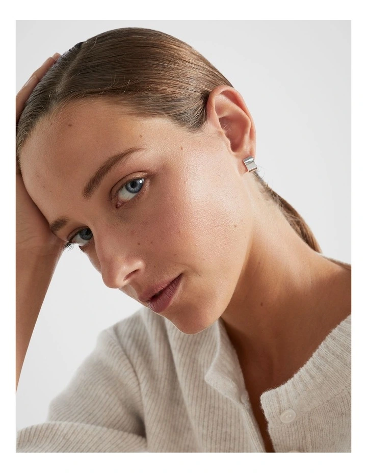 Mini Rectangle Stud in Silver