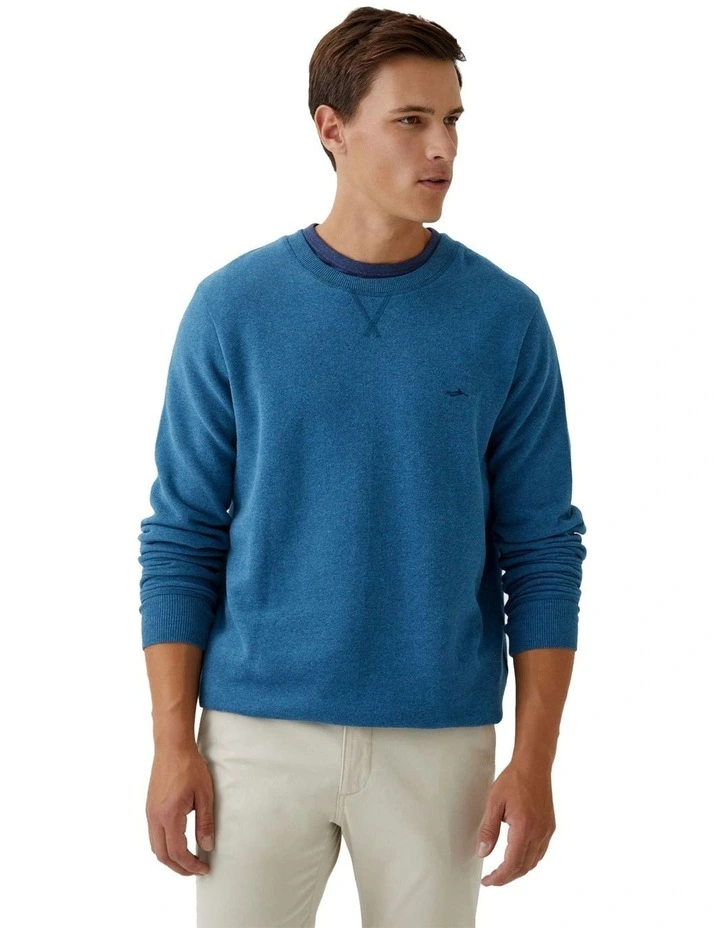 Leo Organic Cotton Sweatshirt in Petrol Blue