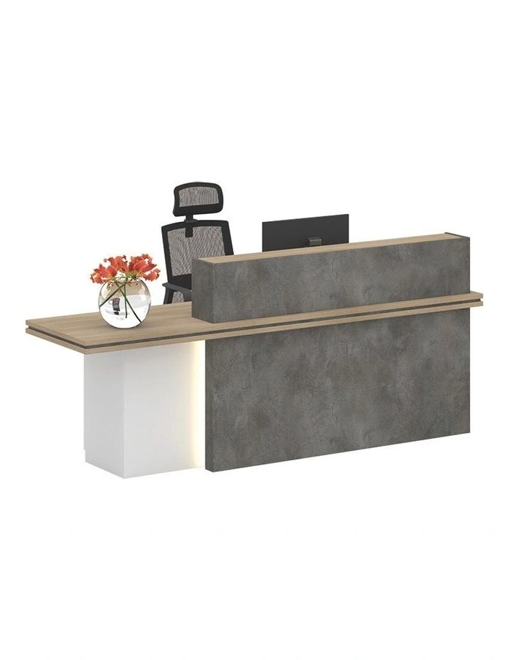 Jarin Reception Desk 2.4M Left Panel Carbon Grey & White Colour