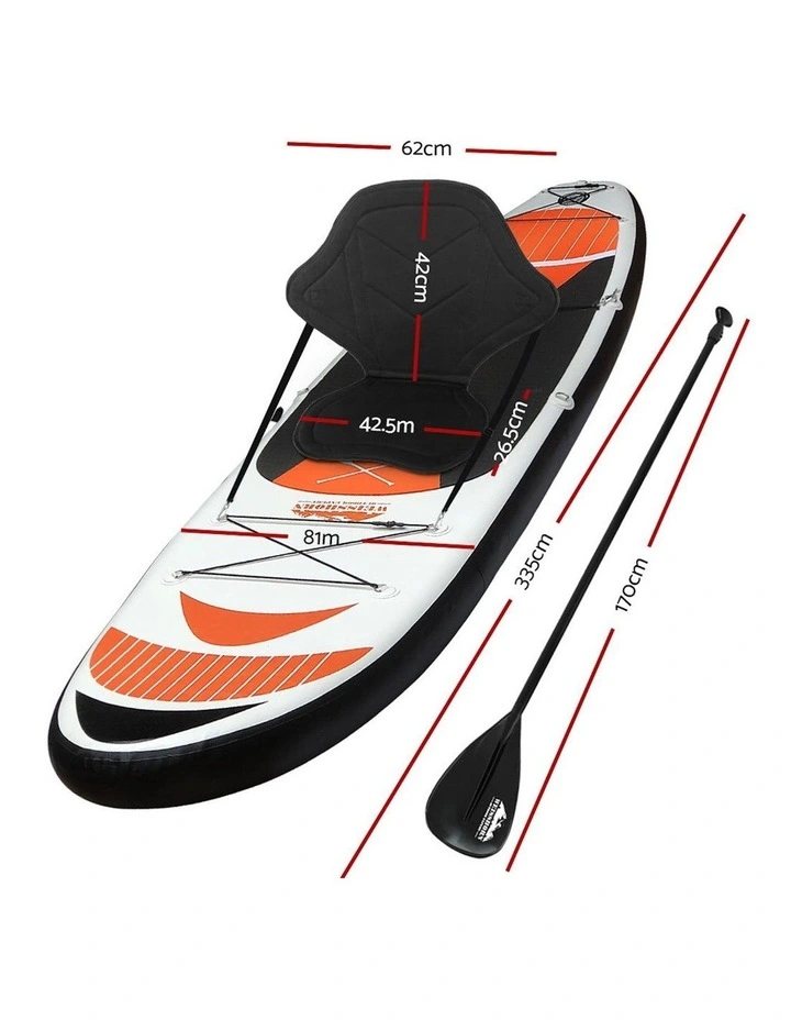 Inflatable Stand Up Paddle Board in White/Orange