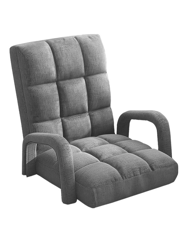 Foldable Adjustable Lounge Chair with Armrest in Grey